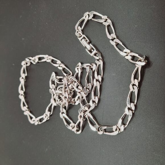 Monet Rhodium Plated 24 Inch Chain Necklace, Vintage Silver Tone Link Chain - Picture 9 of 11